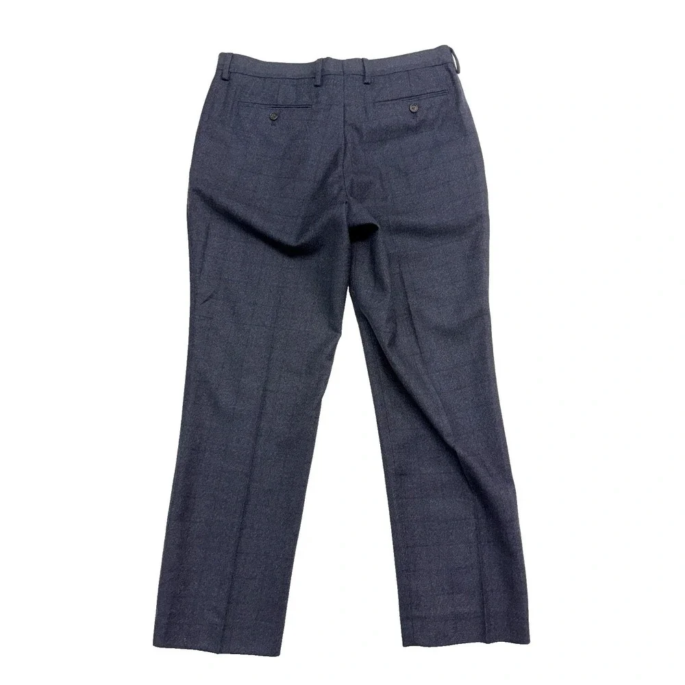 Banana Republic 34x29 Charcoal Brown Windowpane Flannel‎ Wool Pants Marzotto